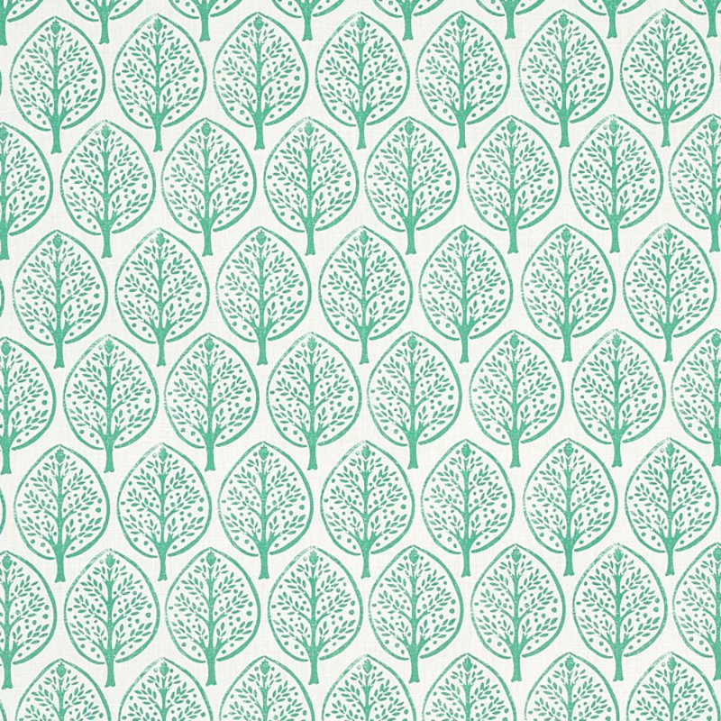 Schumacher x Molly Mahon Mini Burchetts Fabric, Sea Glass