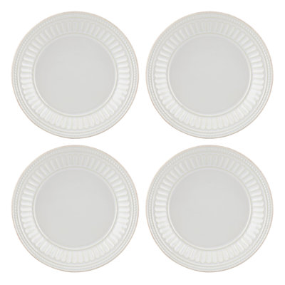French Perle Groove White Groove Dessert Plates