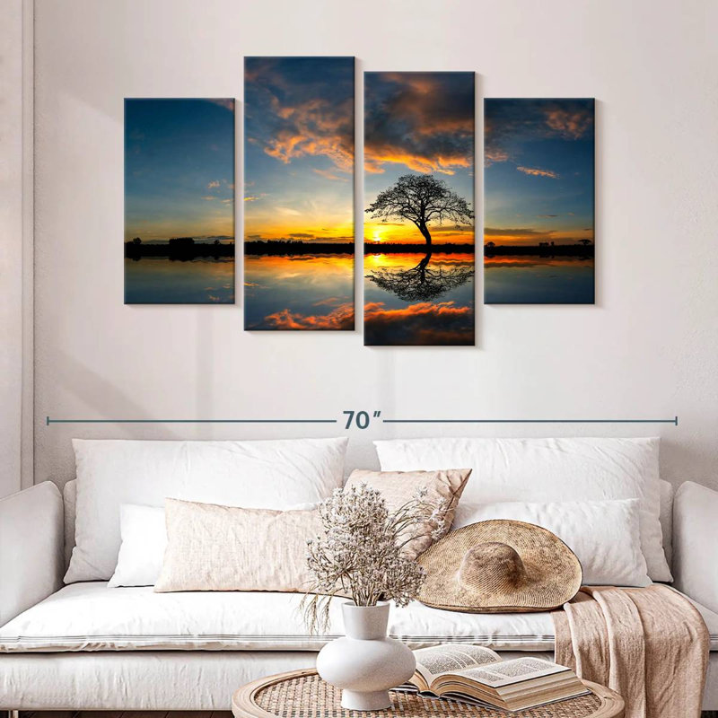 Coucher de soleil africain, H 32 po x l 52 po