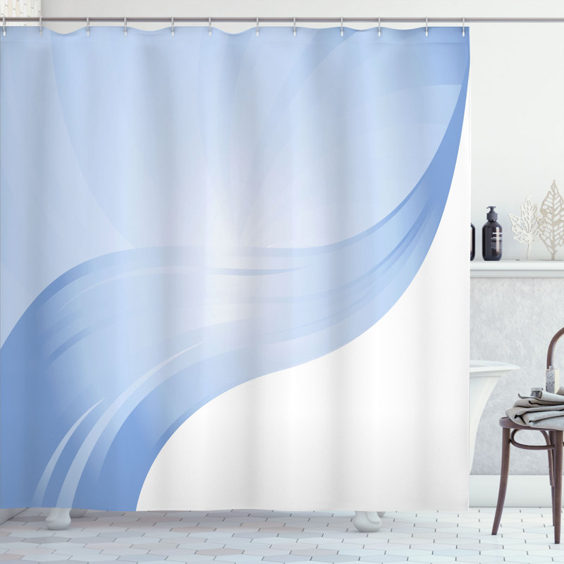 Ensemble de rideau de douche + crochets, H 75 po x l 69 po, Azure pâle