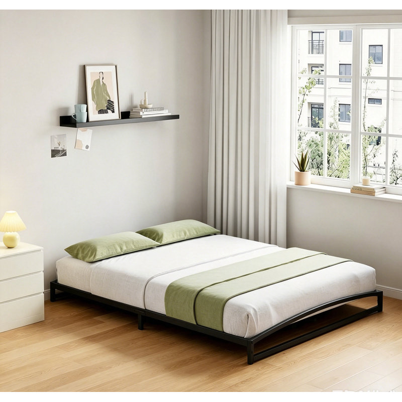 Low Bed Frame Full Size - 6/10 Inch Heavy Duty Metal Platform Mattress Foundation No Box Spring Needed  Noise-Free