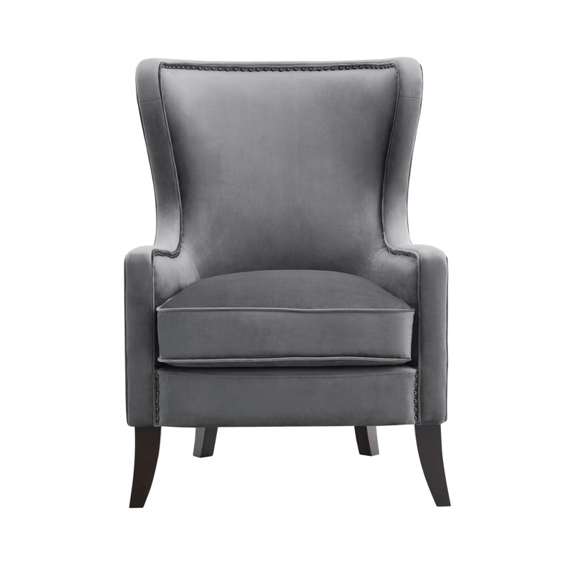 Velvet Armchair, Feather Grey