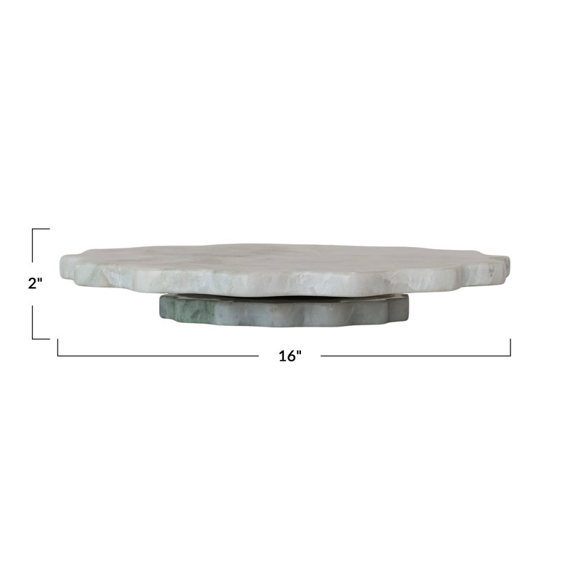 Marble Scalloped Lazy Susan with Iron Base