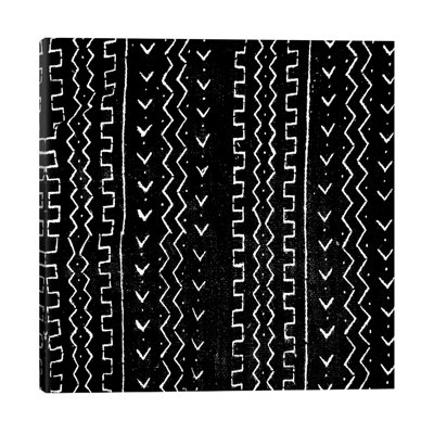 Mudcloth Black Geometric Design VI by Ellie Roberts - Print on Canvas