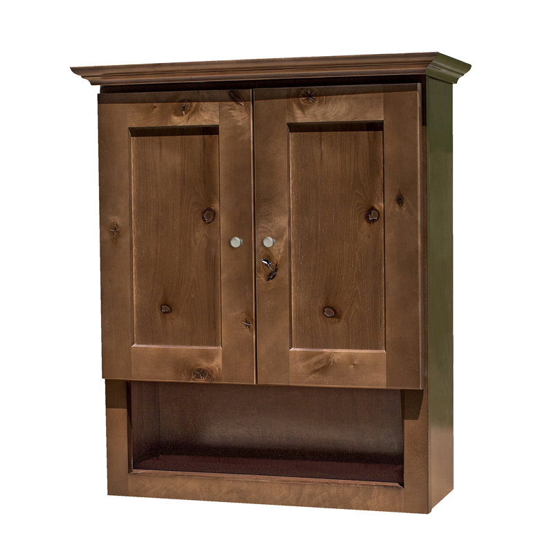 Rustic Walnut Shaker Style Over the Toilet Wall Cabinet