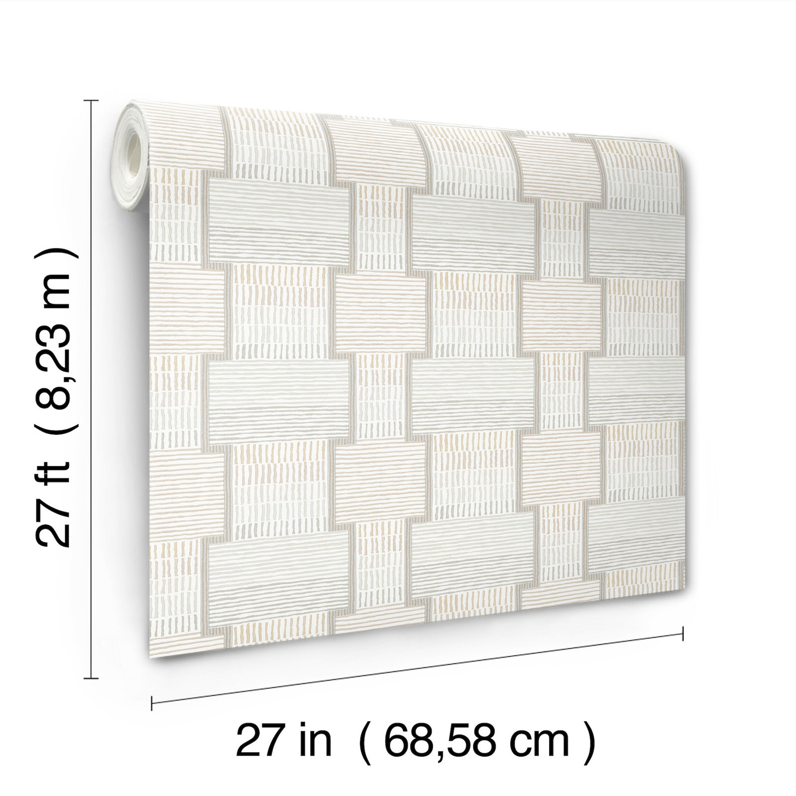 Modern Unpasted Geometric Wallpaper, Gray