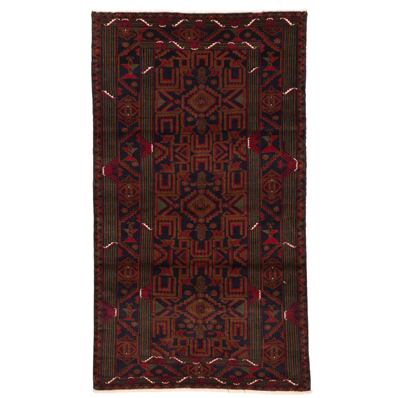 Tapis bleu marine Teimani 3 pi 8 po x 6 pi 7 po