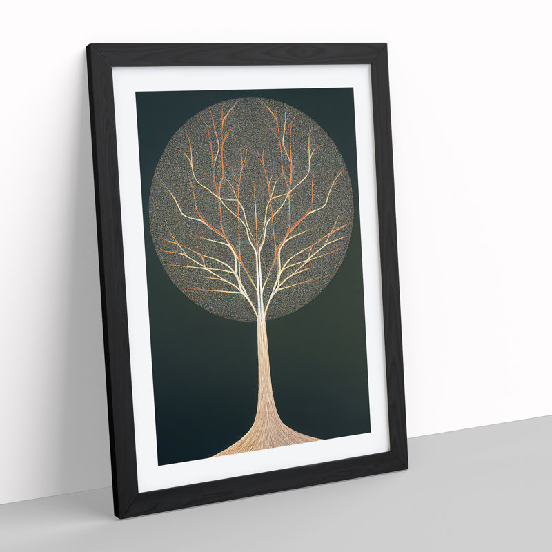 Antique Tree No.2 - Single Picture Frame Print, 64cm H x 46cm W x 2cm D, Black Framed