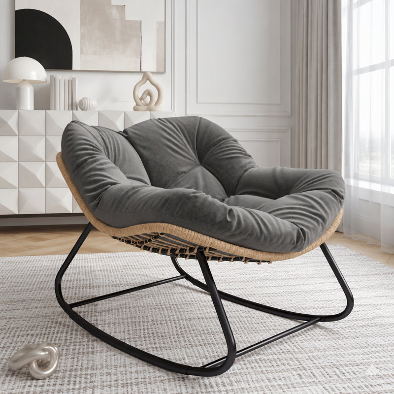 Chaise berçante Outsunny Papasan, chaise berçante Papasan, Dark Gray