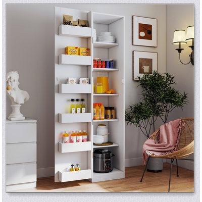 Armoire de cuisine avec de grandes tablettes et supports latéraux, solution de rangement autoportante pour la vie organisée
