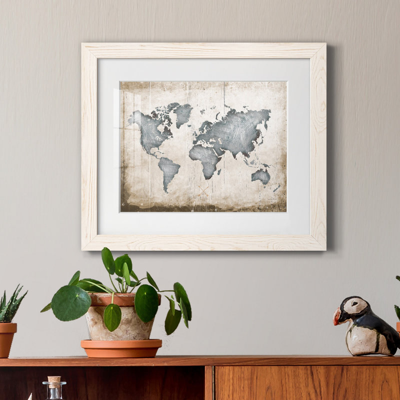 " Industrial Map ", 20" H x 24" W x 1" D, White Framed Paper