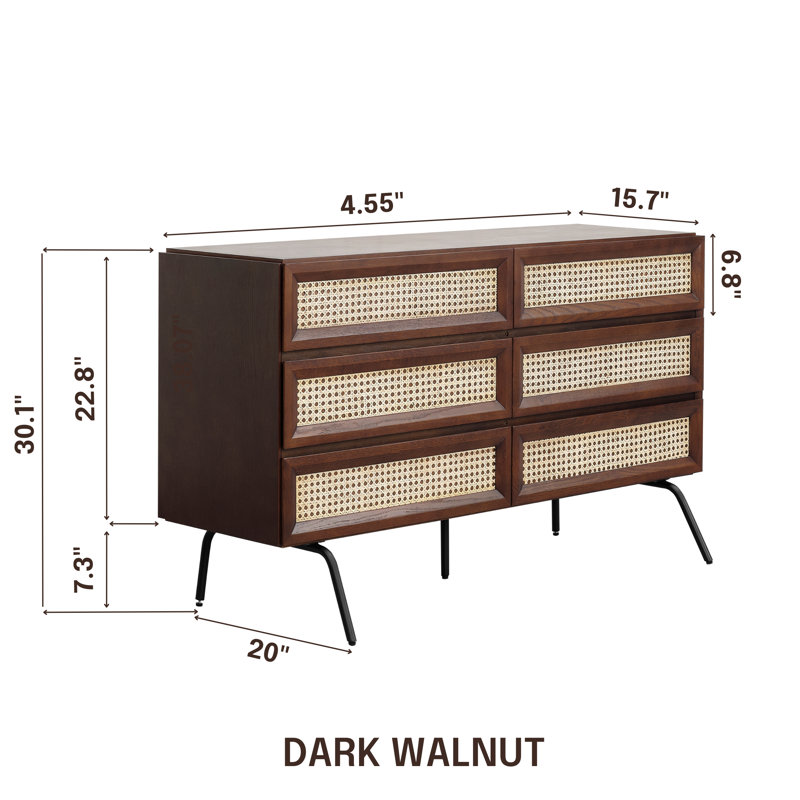 Armoire de rangement NTC Lulu avec rotin naturel, commode verticale moderne, chambre à coucher élégante, rangement Mid-Century pour vêtements et accessoires