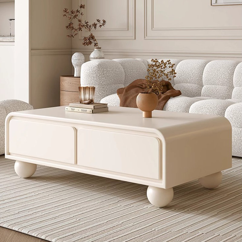 Table basse en bois avec quatre tiroirs, H 13,78 po x L 51,18 po x l 27,56 po