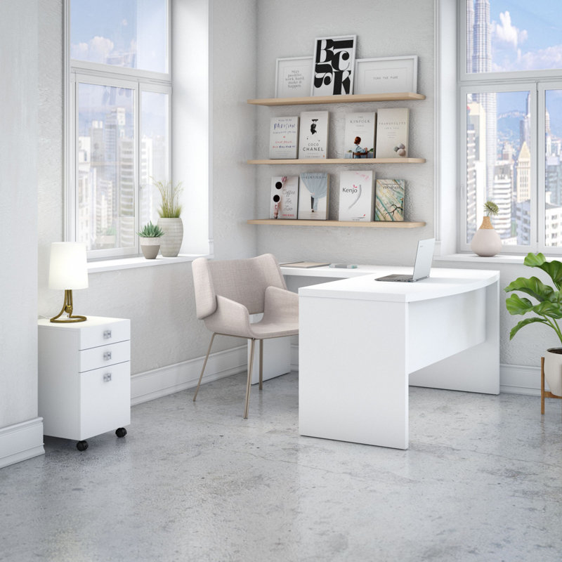 Ensemble de bureau avec classeur Echo Bow, Pure White/Pure White