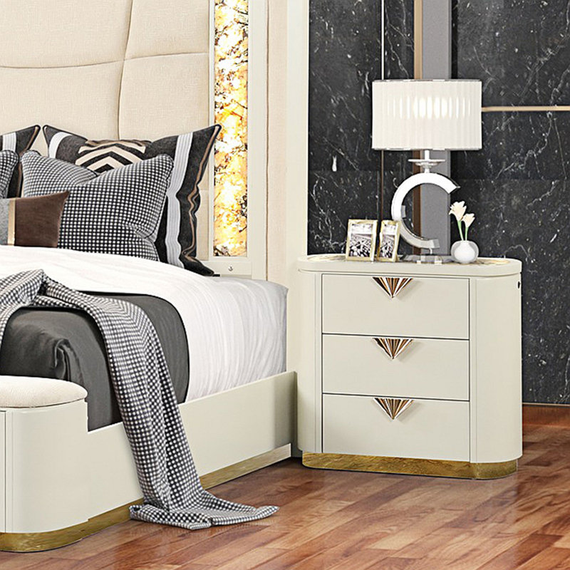 Table de chevet, table de chevet 3 tiroirs de style moderne