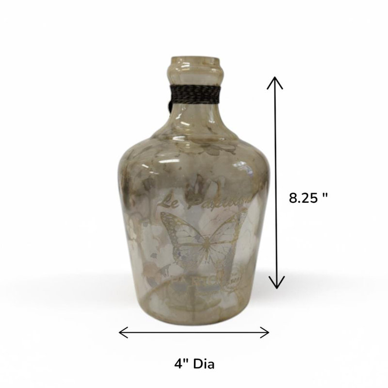 Assortiment de vases verts transparents avec décalcomanies françaises, Petit vase vert