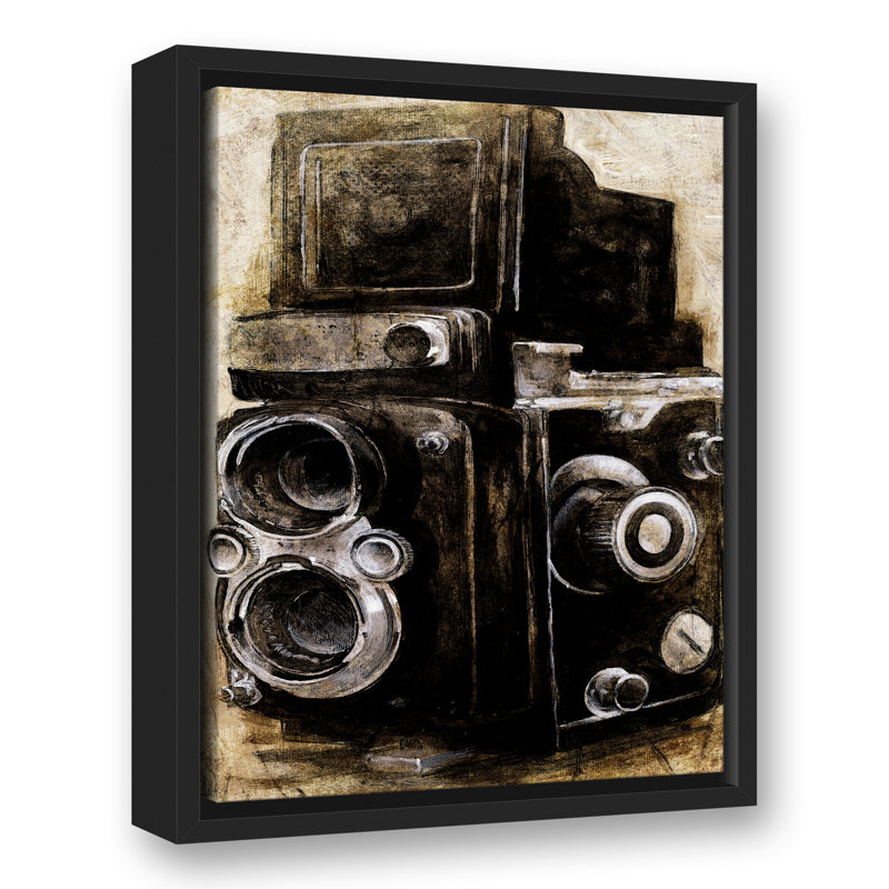 Appareil photo rétro sur toile, H 17,75 po x l 13,75 po x P 1,75 po, Cadre flottant