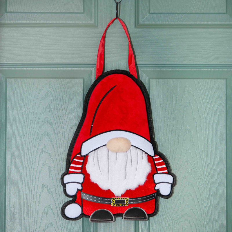 Décoration de porte à motif de gnome de père Noël