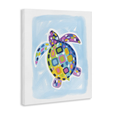 Tortue mosaïque sur toile bleue par Lisa Nohren