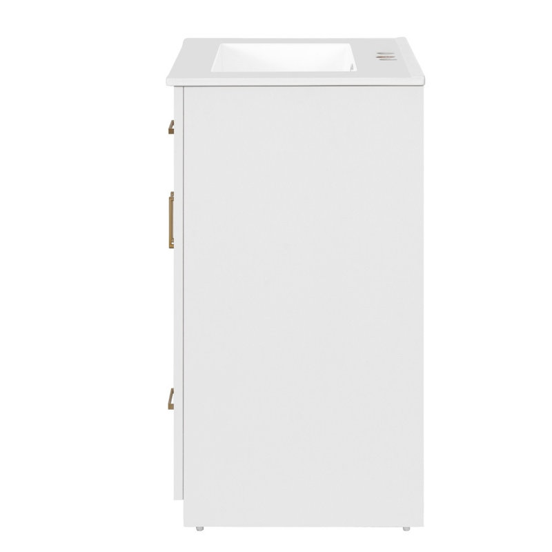 Meuble-lavabo compact 24 po avec lavabo intégré - 2 portes, 1 tiroir basculant, pour les petites salles de bain et salles d'eau
