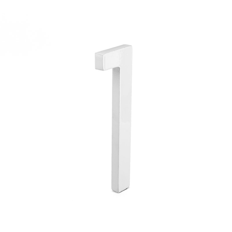 6'' H Metal Floating Mount House Number, White, 1