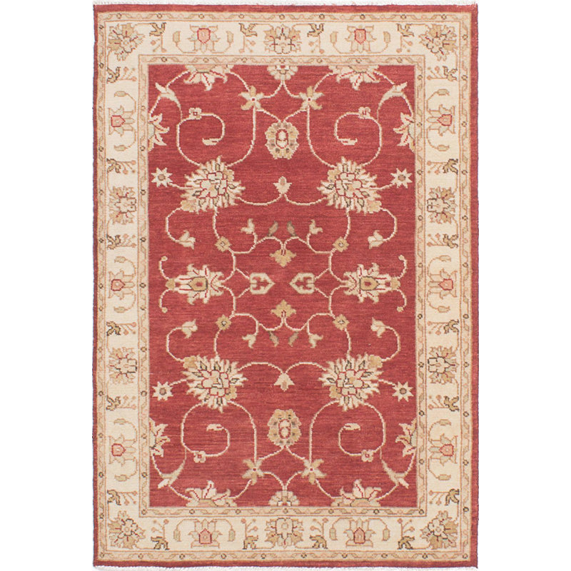 Rangement à la main one-of-kind-noué la 2010 chobi bourgogne foncé 4 pi 1 po x 6 pi zone de laine de 1 po tapis Hartenstein