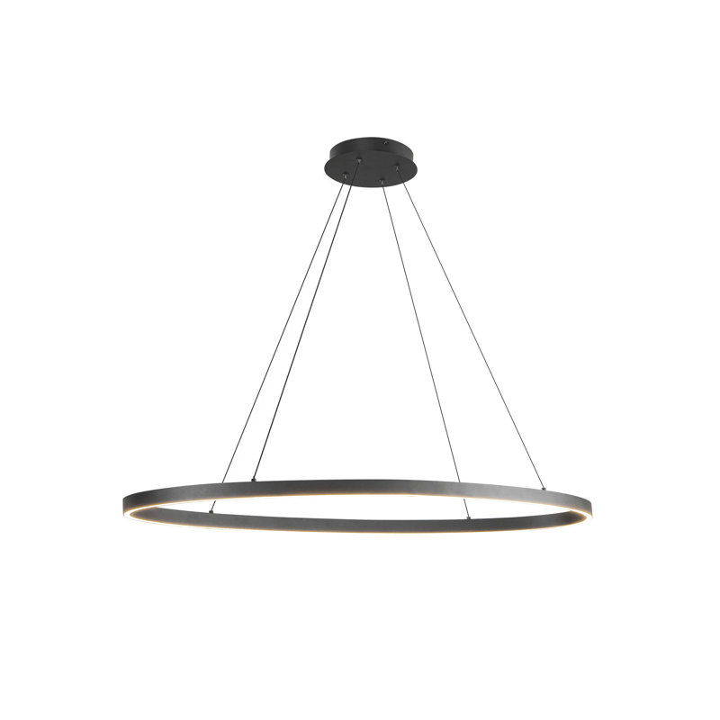 Ovale 1 - Light LED Unique/Statement Pendant,  1.5" H x 39.375" W x 15.75" D, Black