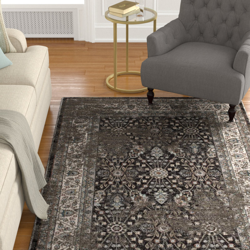 Tapis brun et beige à motif de treillis floral moderne Modway Berit, Rectangle de 5 pi x 8 pi