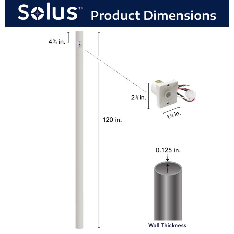 Lampadaire à enterrement direct Solus 7, 8 ou 10 pi avec capteur photoélectrique Dusk-to-Dawn, H 120 po x l 3 po x P 3 po