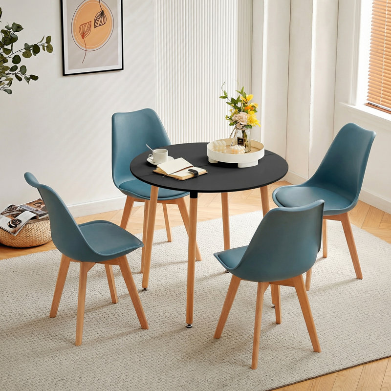 4 - Person Dining Set, Black, Aegean Blue