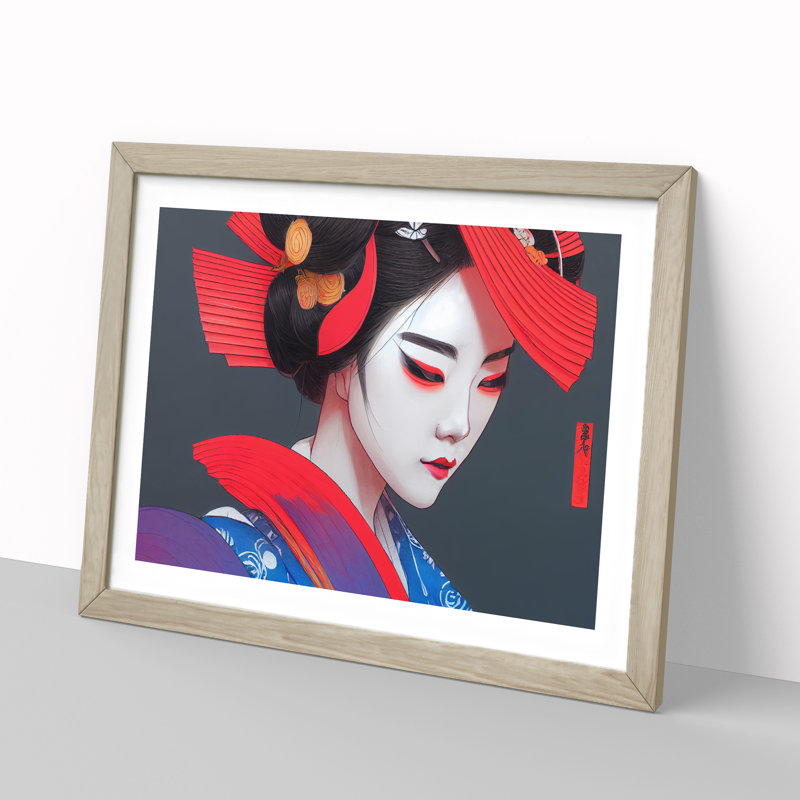 Sensational Geisha - Framed Print, 34cm H x 46cm W x 2cm D, Oak 