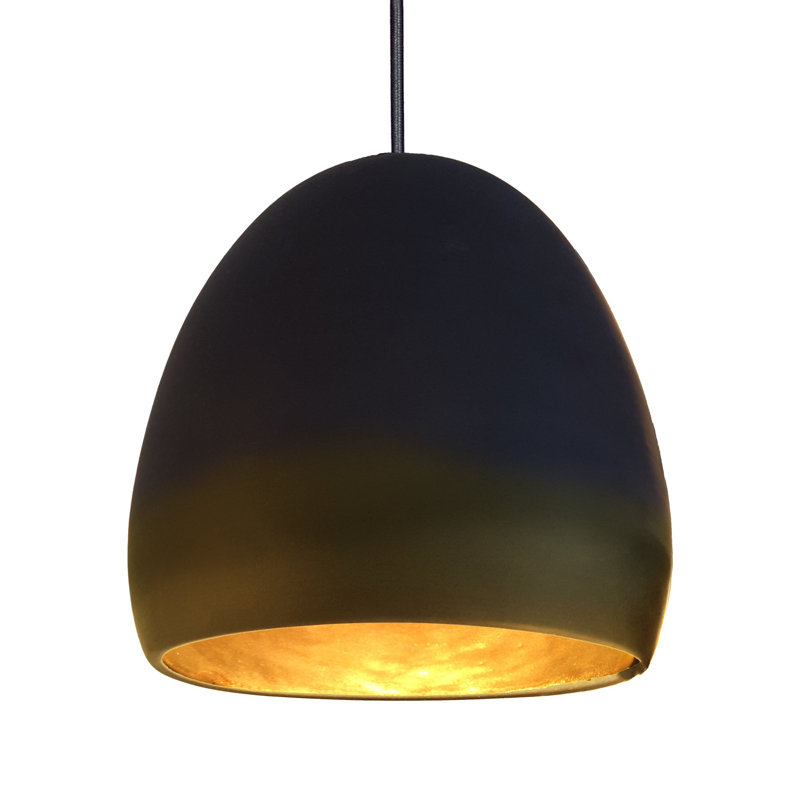 Luminaire suspendu en dome à 1 lumière, Noir mat, Noir / brun, Incandescent