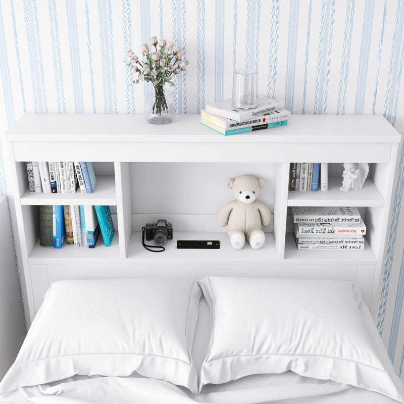 Platform Bed With Storage Headboard, USB,Trundle And 3 Drawers, Twin, White