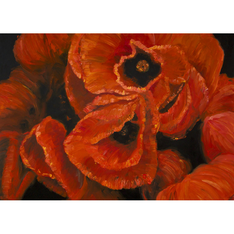 Bouquet de coquelicots - Art floral rouge sur toile pour la décoration intérieure