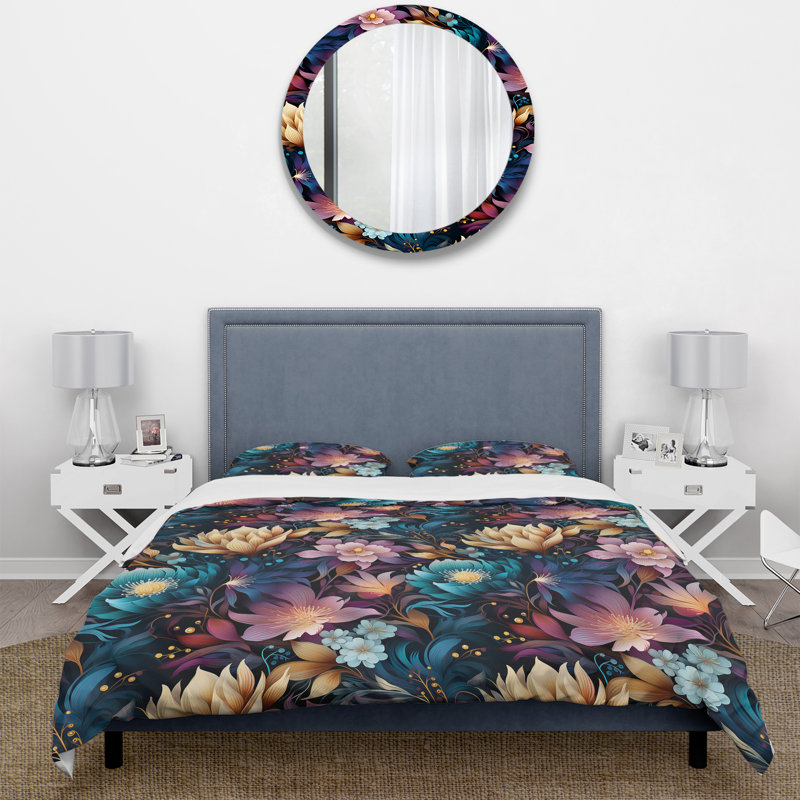 Moroccan Dreamscape Boho Pattern V Duvet Cover, King Duvet Cover + 2 King Shams