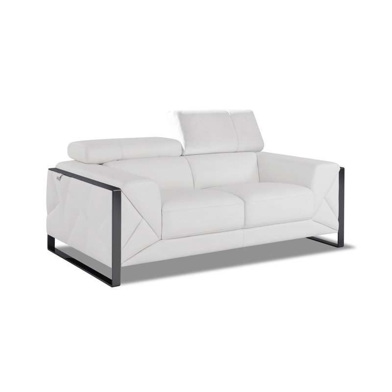 Causeuse en cuir italien Global United, Blanc