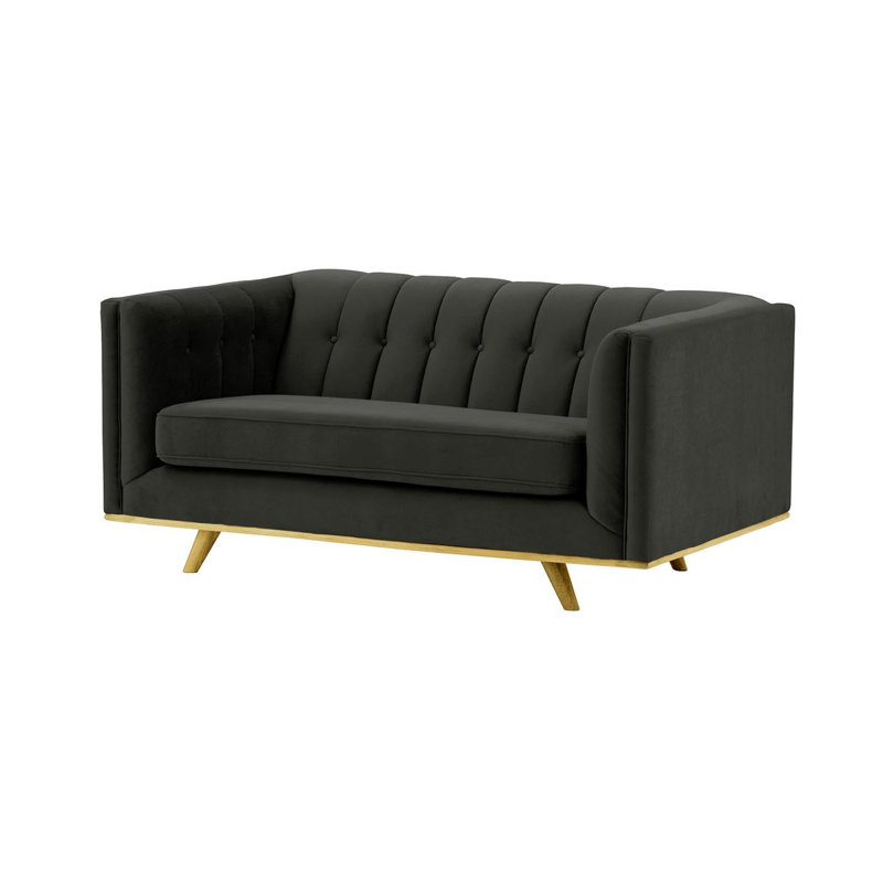 Afsheen 2-Seater Velvet Sofa, 2, Black