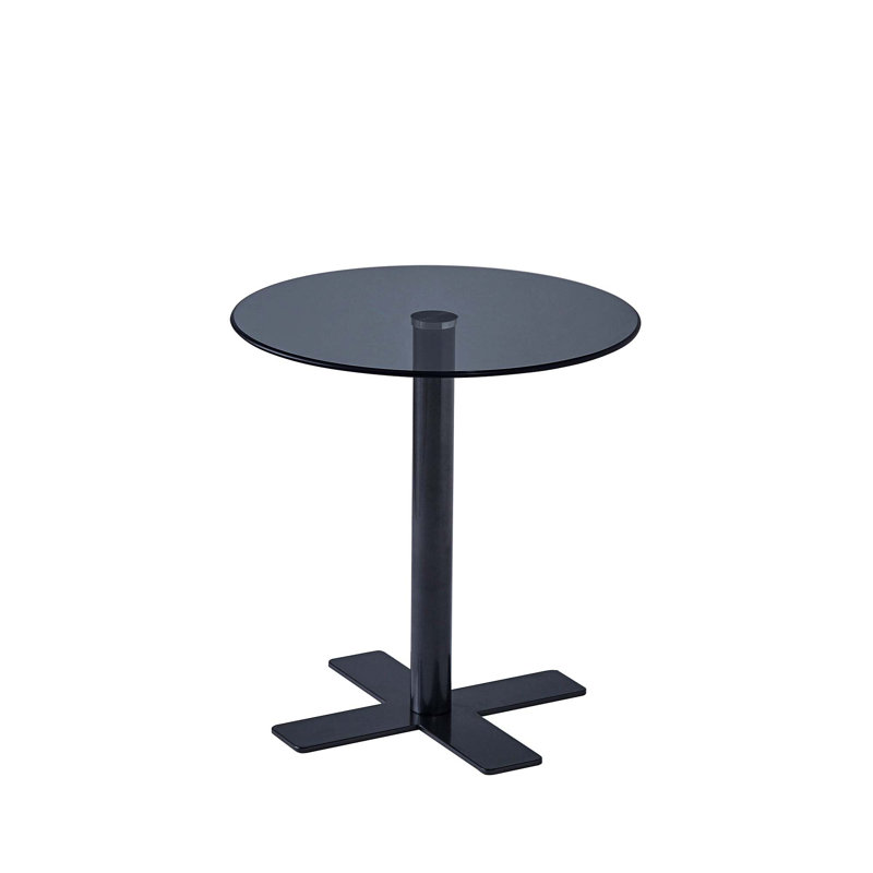 Katsura 18.89'' Glass Top Console Table, Black, Black