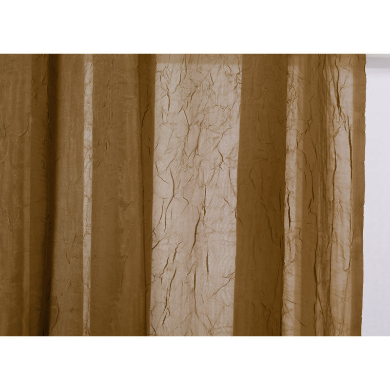 Canizales 100% Polyester Sheer Crushed Voile Solid Color Curtain Panel with Rod Pocket Top, Dijon, 52" W x 84" L