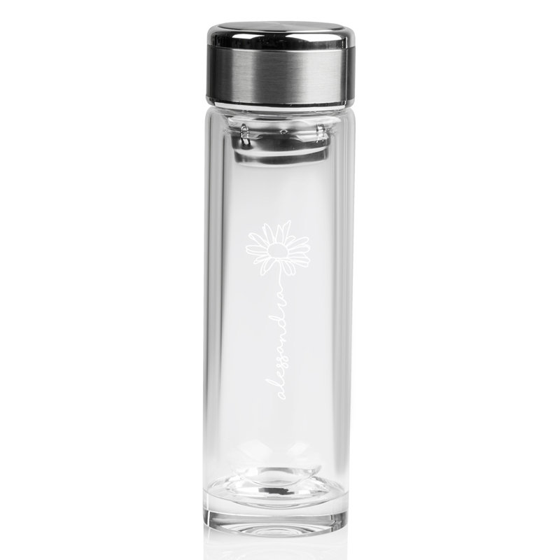 Zarify 350ml Glass Water Bottle, Yes