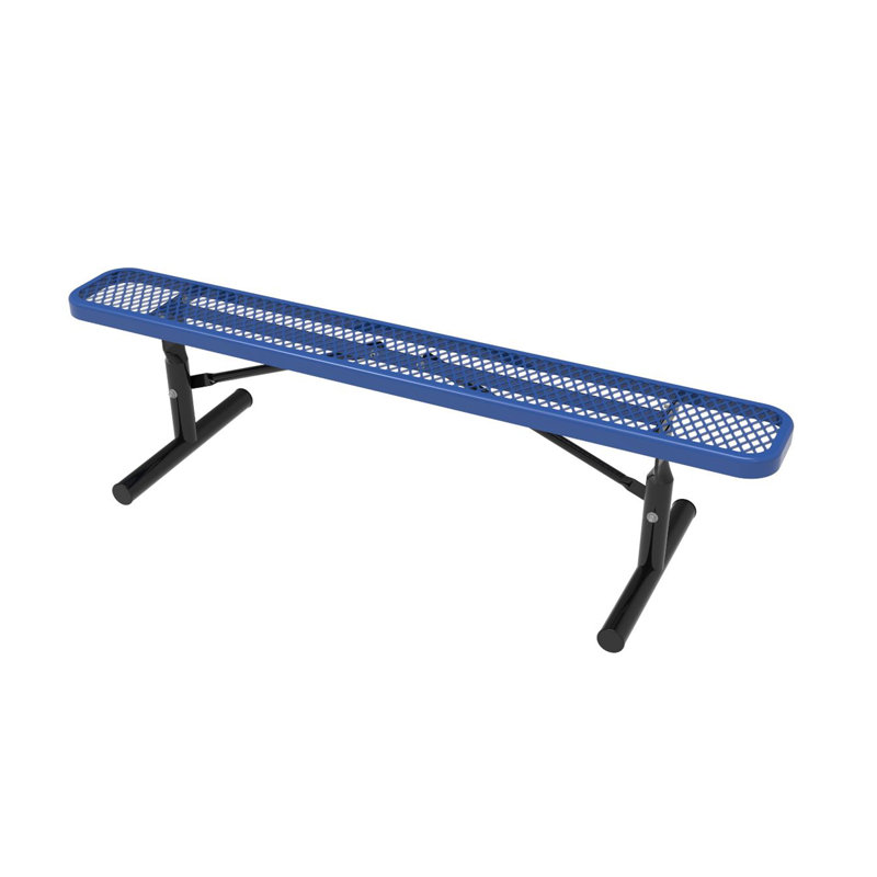Banc de pique-nique en acier, Noir / Bleu, H 18 po x l 96 po P 12 po