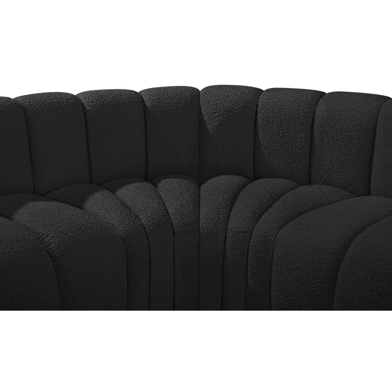 Hollybeth Upholstered Sofa & Chaise, Black Boucle Fabric