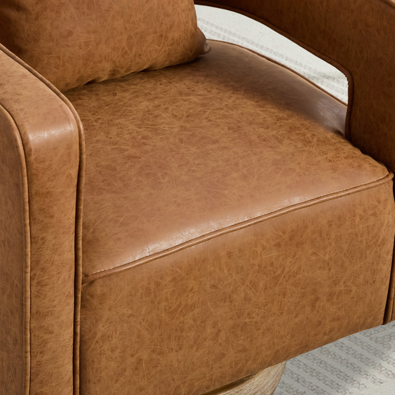 Fauteuil demi-tonneau moderne pivotant avec dossier ouvert, Brun