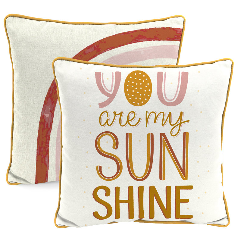 16" x 16" Outdoor Throw Pillow with Welt, My Sunshine Reversible