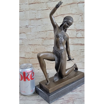 Hartnell Art Deco Belly Dancer Female Figure by Chiparus Bronze Statue Sculpture 15.5" x 9"