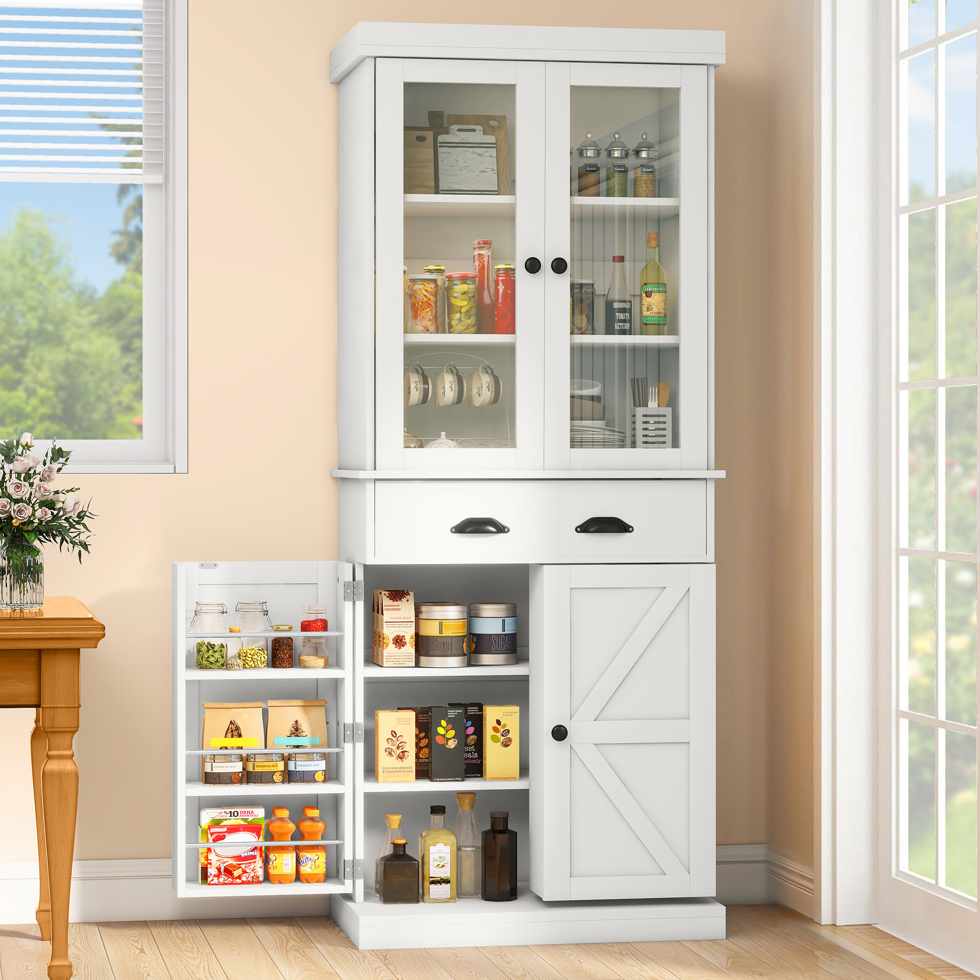 Gracie Oaks 71'' Tall Kitchen Pantry Cabinet | Wayfair