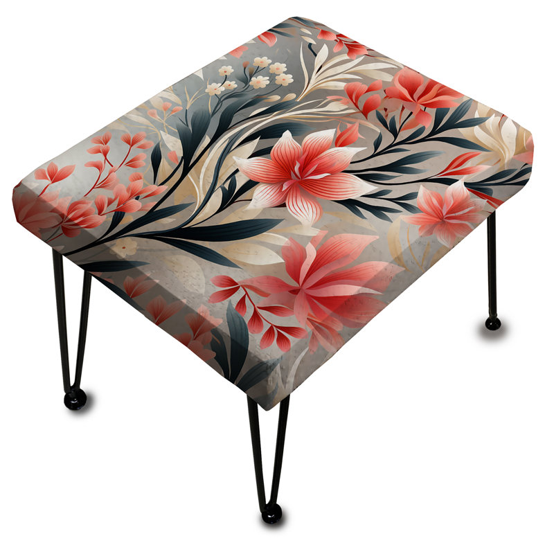 Subdued Coral Tropical Pattern II - Tropical Rectangle Ottoman