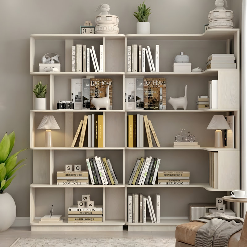 Bibliothèque modulaire en L (35 pouces + 31 pouces), Chêne blanc