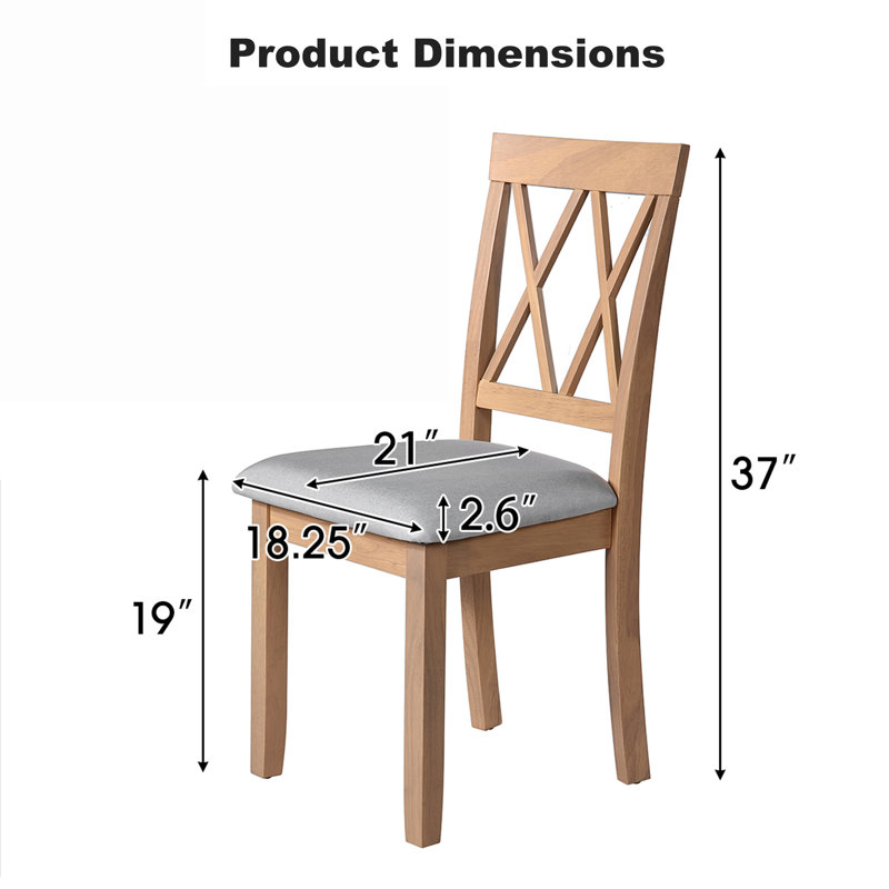 Ensemble de 2 chaises de salle à manger rembourrées avec chaises d'appoint Parson et pieds de bois massif, Naturel