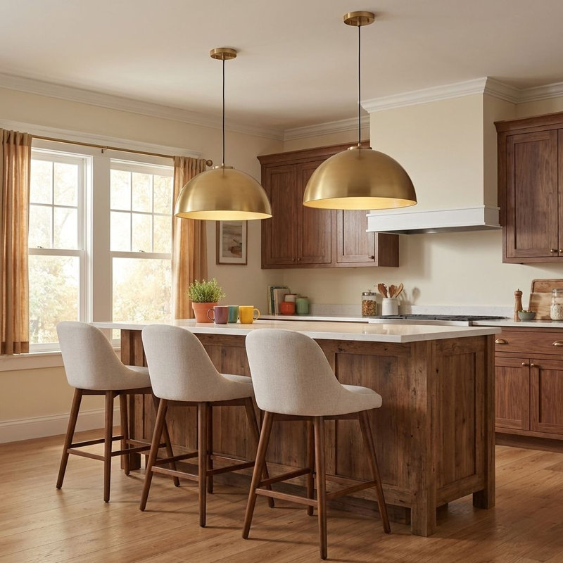 Luminaire suspendu 1 lumière Darrah en laiton naturel, Laiton naturel
